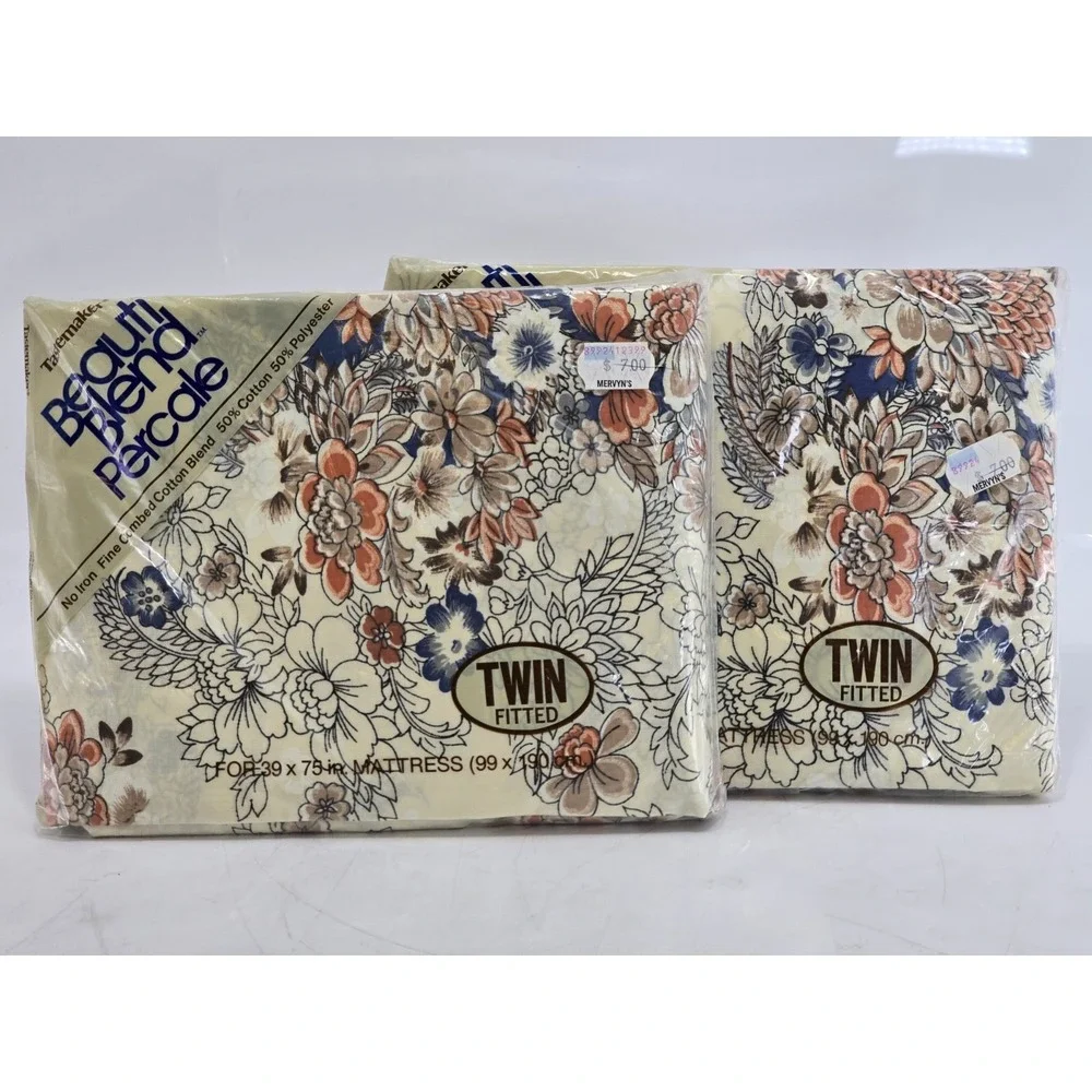 2 Set Vintage Tastemaker NEW‎ NOS Twin Fitted Sheets